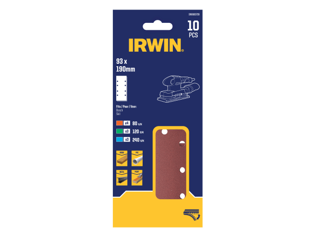 IRWIN® 1/3 Punched Quick Fit Sanding Sheet Set, 10 Piece