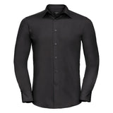 Russell Collection Long Sleeve Polycotton Easycare Fitted Poplin Shirt