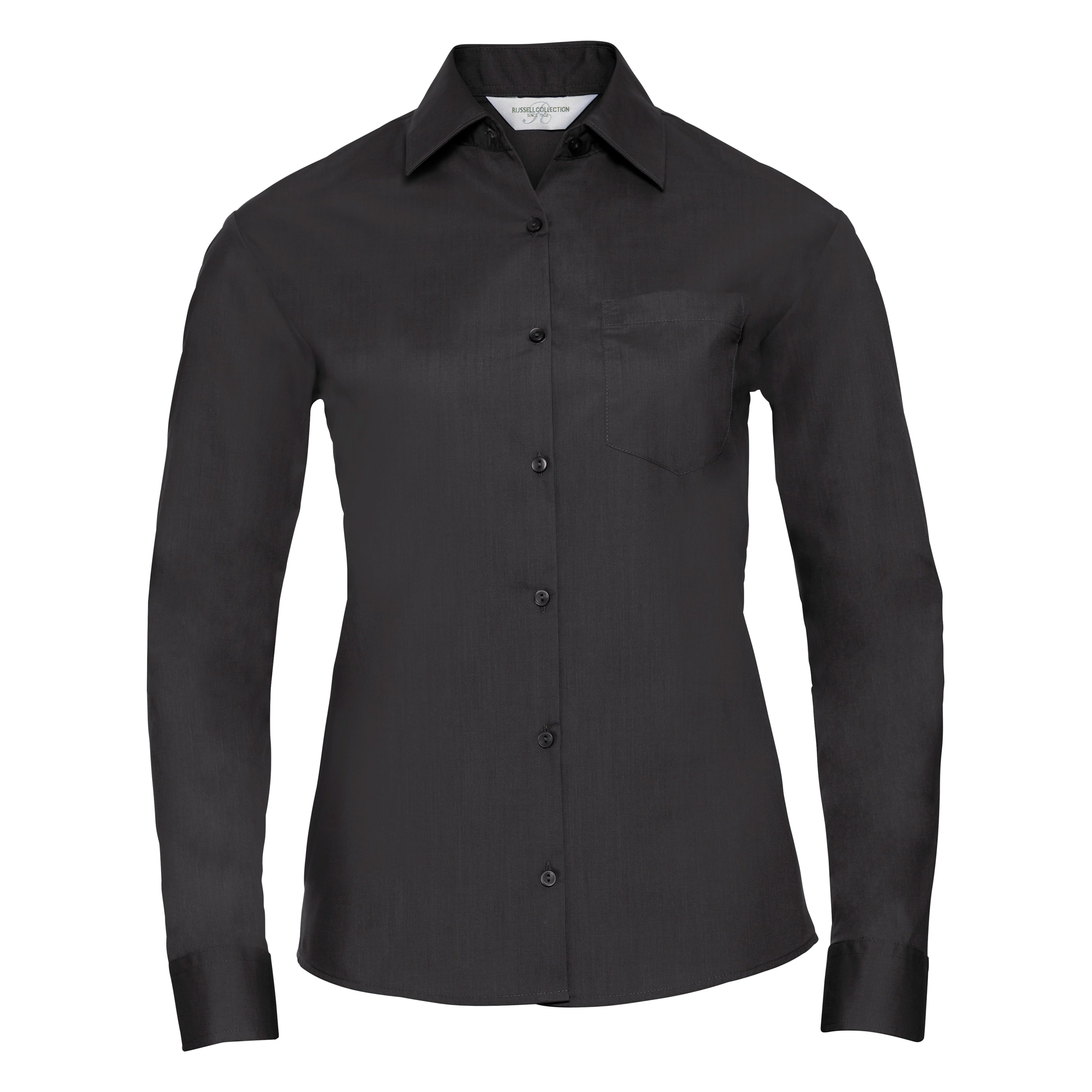 Russell Collection Women's Long Sleeve Polycotton Easycare Poplin Shirt