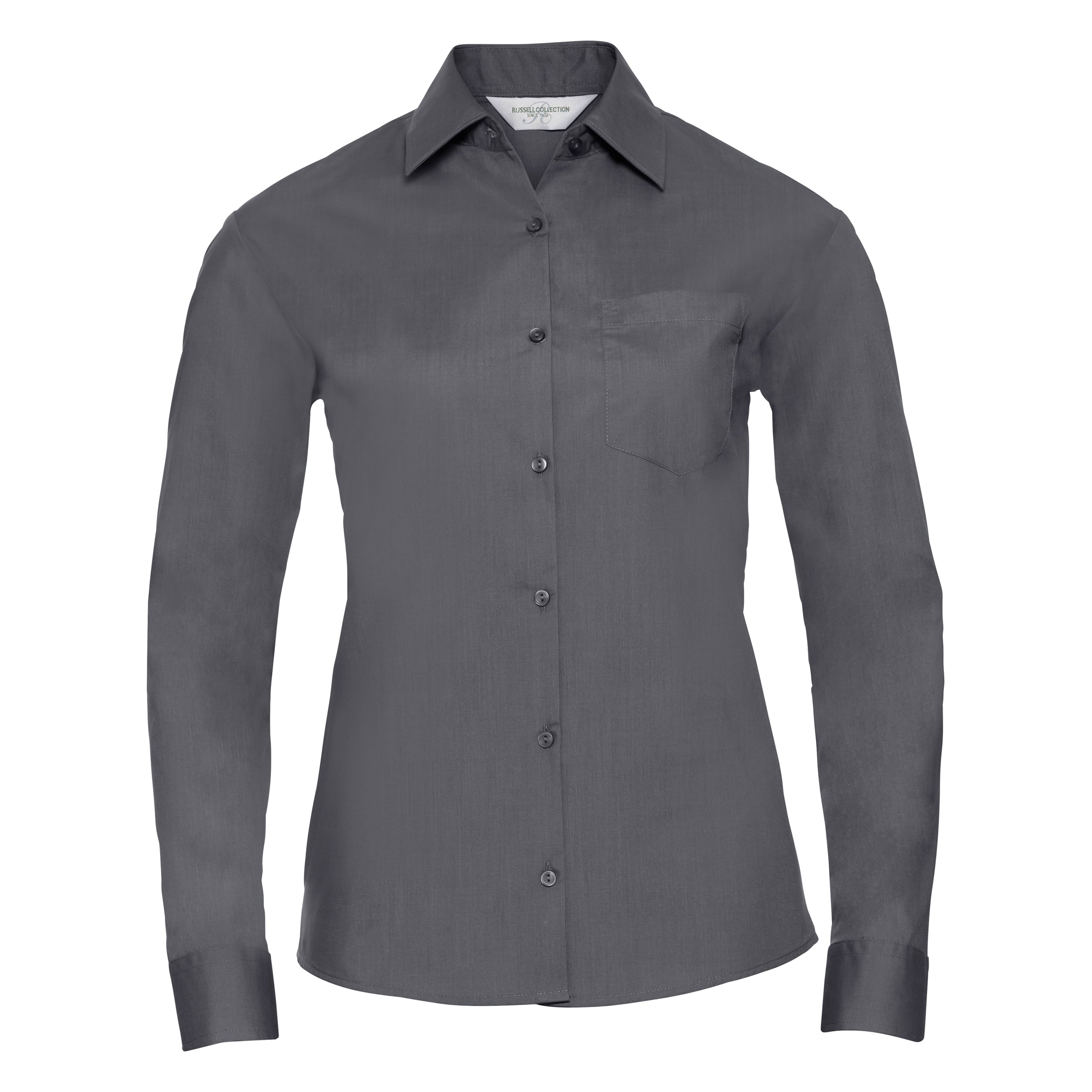 Russell Collection Women's Long Sleeve Polycotton Easycare Poplin Shirt