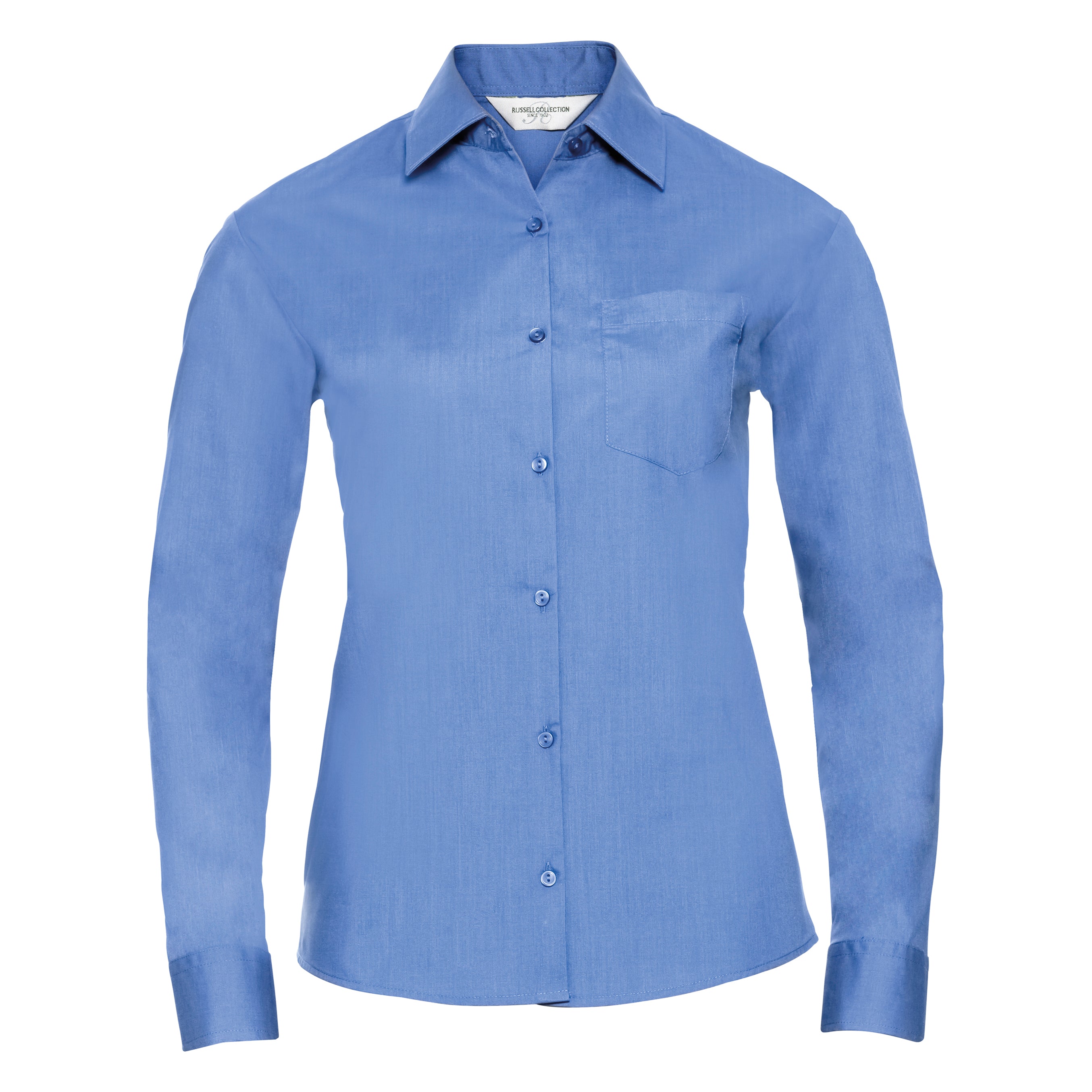 Russell Collection Women's Long Sleeve Polycotton Easycare Poplin Shirt