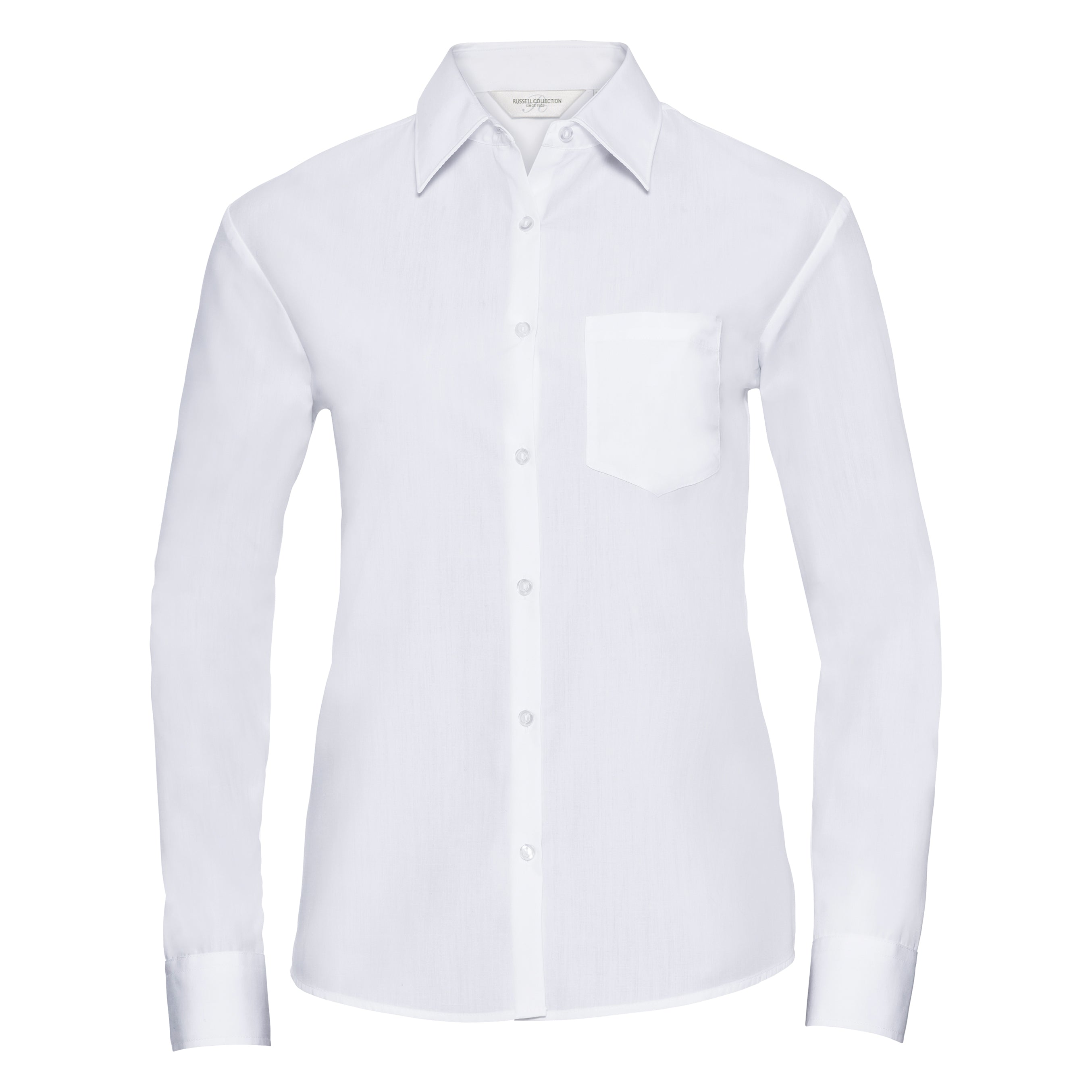 Russell Collection Women's Long Sleeve Polycotton Easycare Poplin Shirt