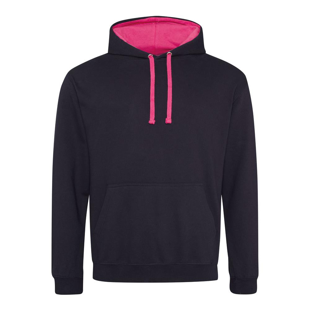 Awdis Just Hoods Varsity Hoodie - Jet Black/Hot Pink*