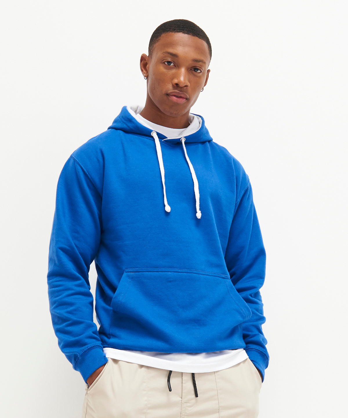 Awdis Just Hoods Varsity Hoodie - Sapphire Blue/Heather Grey*