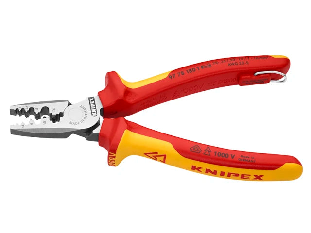 Knipex VDE Crimping Pliers with Tether Point 180mm