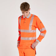 Long Sleeve Polo Shirt Orange - Bamboo Content