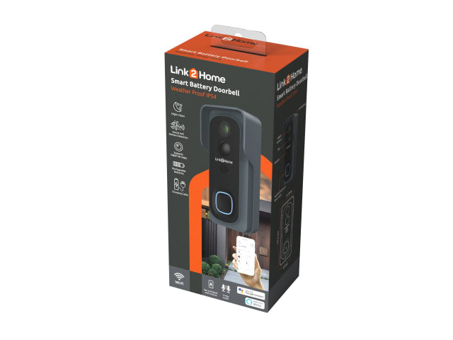 Link2Home Weatherproof (IP54) Battery Smart Doorbell