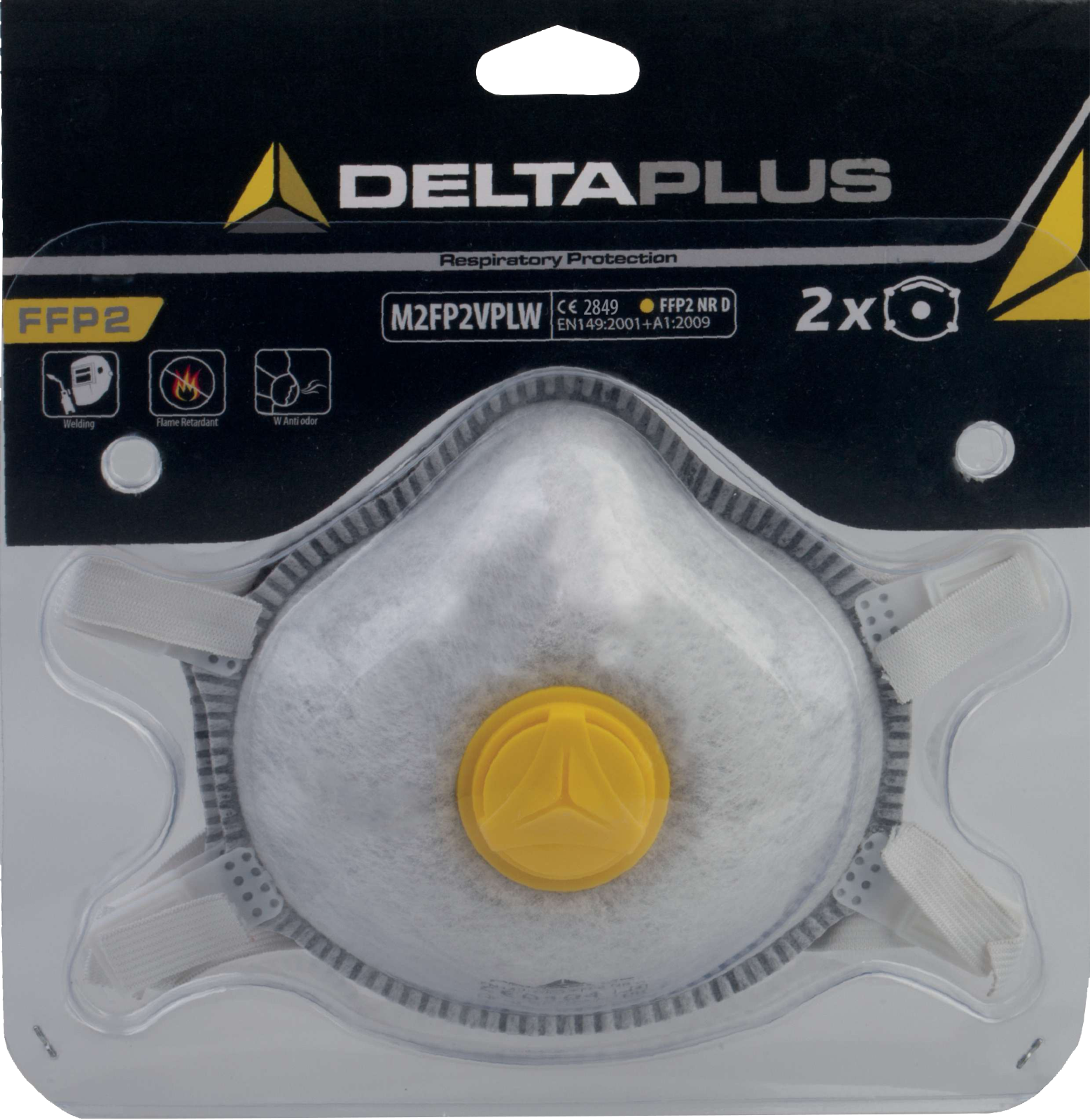 Delta Plus M2FP2VPLW P2 Anti-Odour Disposable Respiratory Mask – Pack of 2