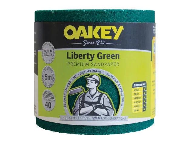 Oakey Liberty Green Sanding Roll 115mm x 5m Extra Coarse 40G