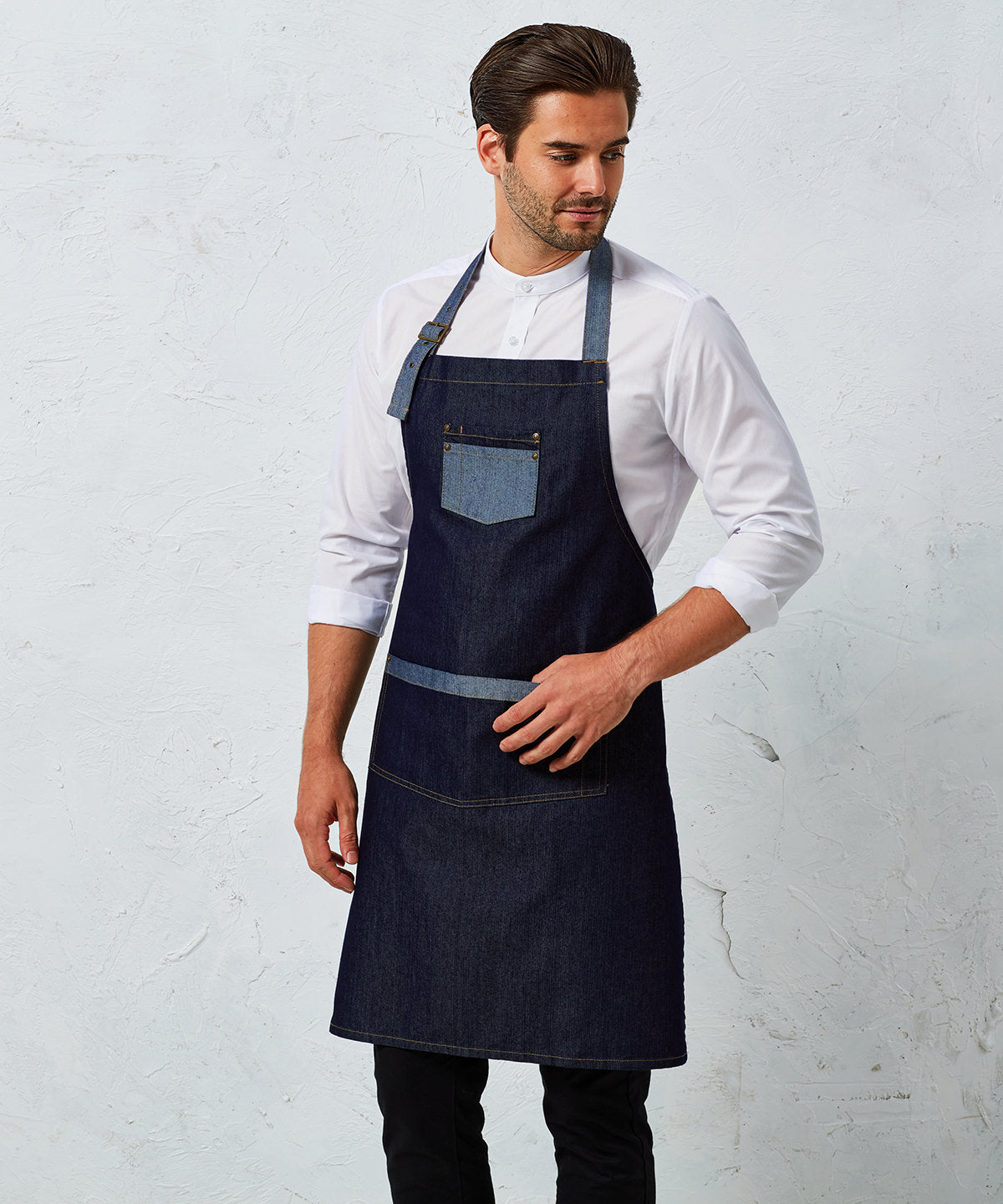 Premier Domain Contrast Denim Bib Apron