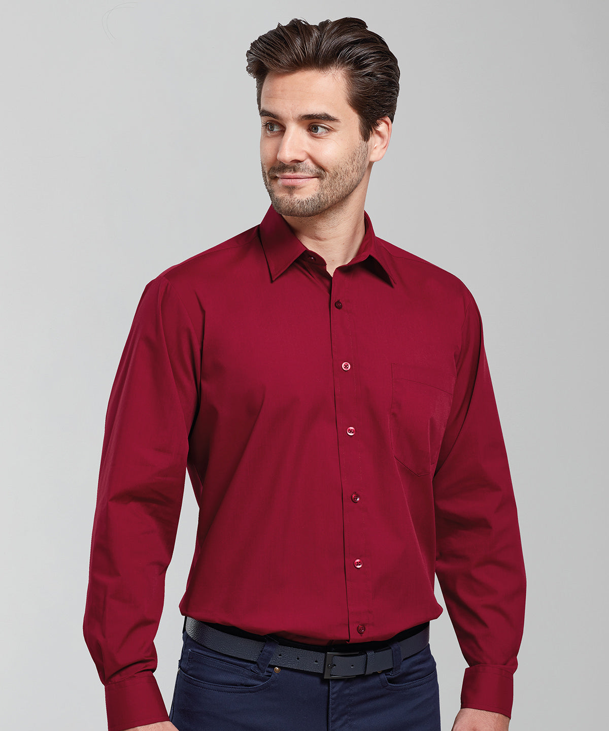 Premier Long Sleeve Poplin Shirt - Purple