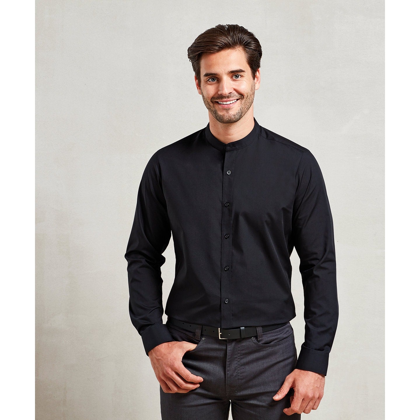 Premier Banded Collar Grandad Long Sleeve Shirt