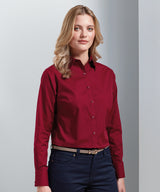 Premier Women's Poplin Long Sleeve Blouse - Burgundy