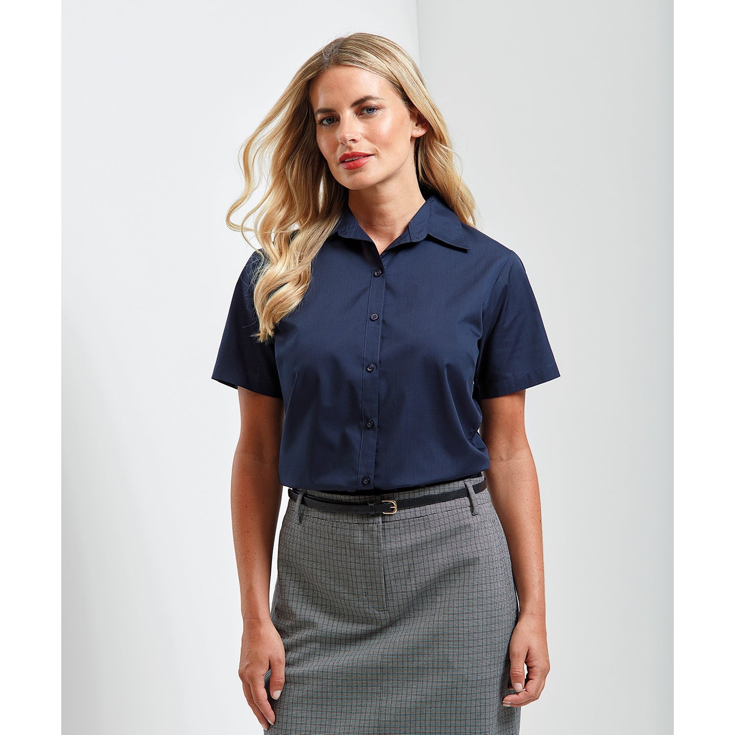 Premier Women's Short Sleeve Poplin Blouse - Khaki