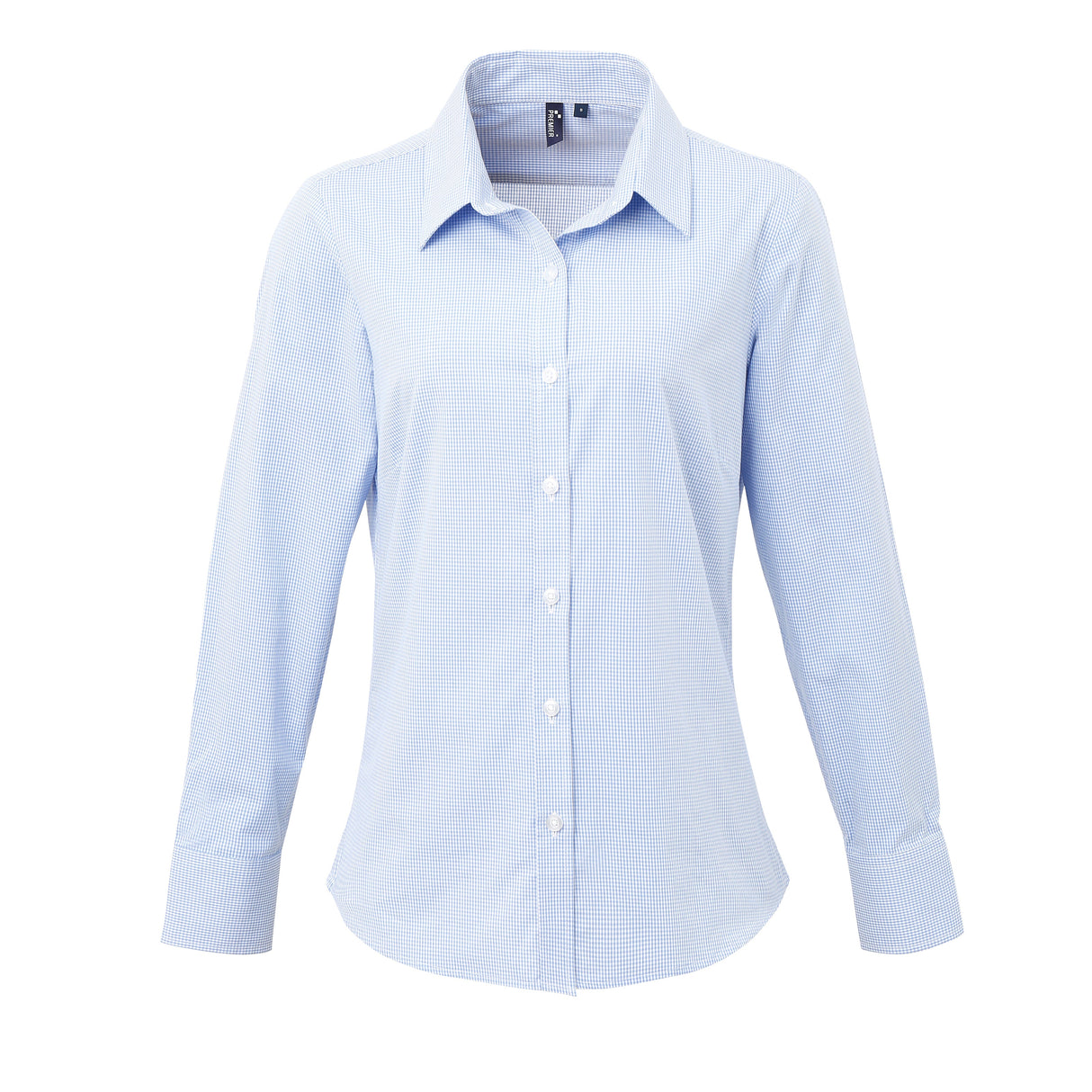 Premier Women's Microcheck (Gingham) Long Sleeve Cotton Shirt