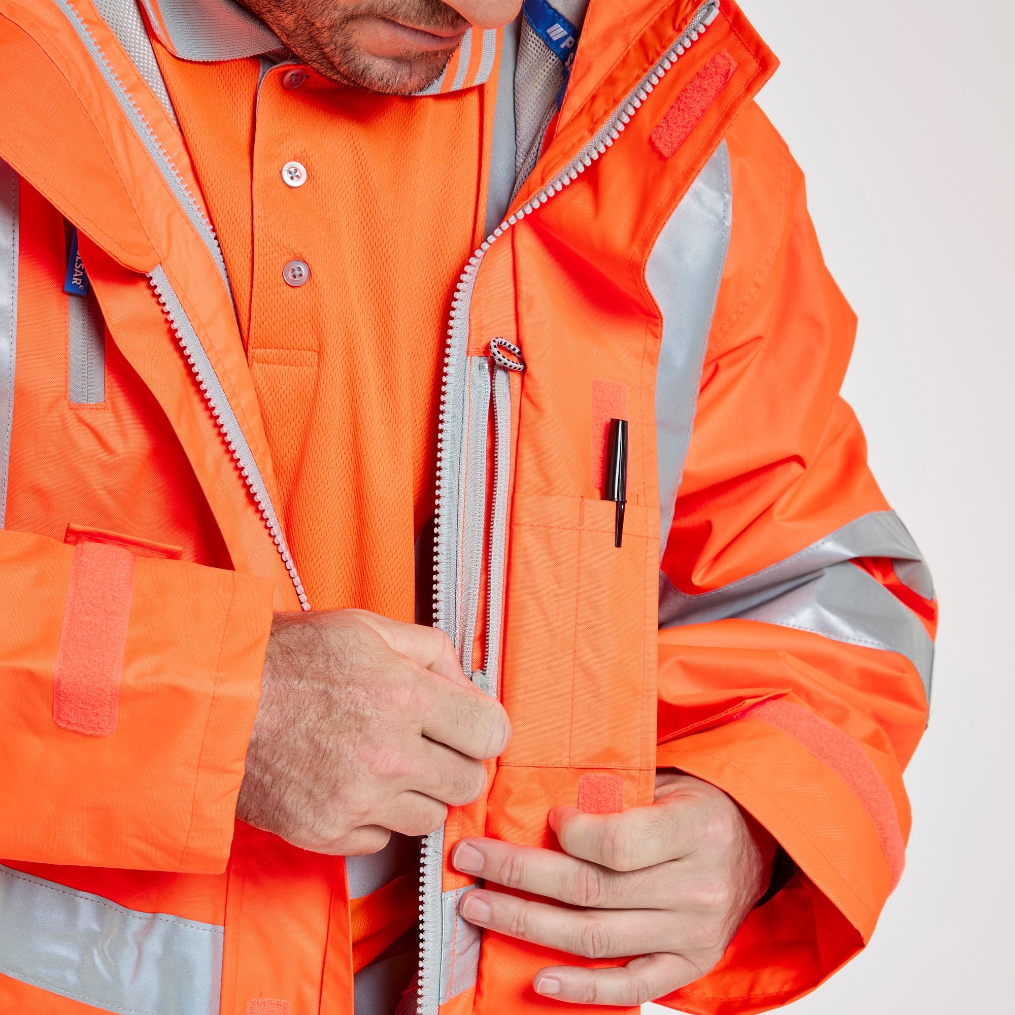 Pulsar Mesh Lined Storm Coat Orange - Recycled Content