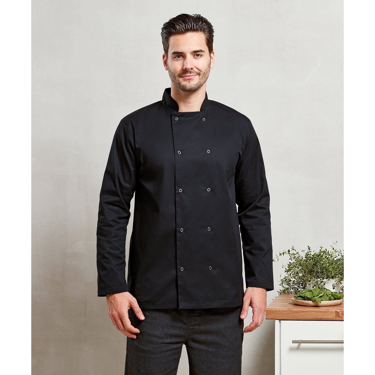 Premier Studded Front Long Sleeve Chef's Jacket