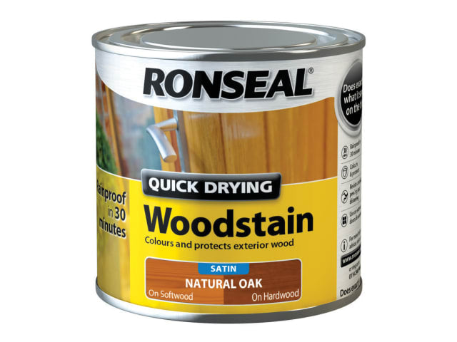 Ronseal Quick Drying Woodstain Satin Natural Oak 250ml