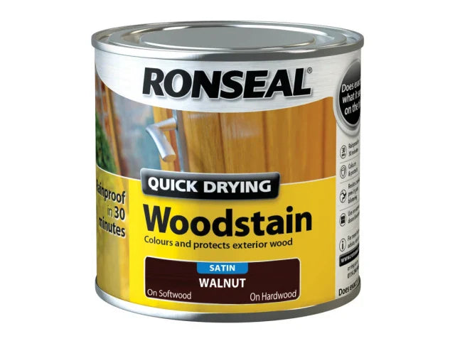 Ronseal Quick Drying Woodstain Satin Smoked Walnut 250ml