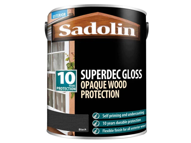 Sadolin Superdec Opaque Wood Protection Black Gloss 5 litre