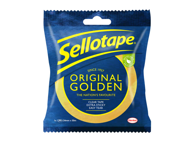 Sellotape Original Golden Sticky Tape - 1 Roll 24mm x 50m