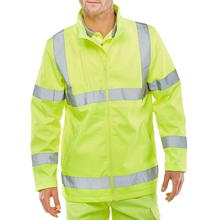Beeswift Hi-vis Soft Shell Lightweight Jacket Saturn Yellow