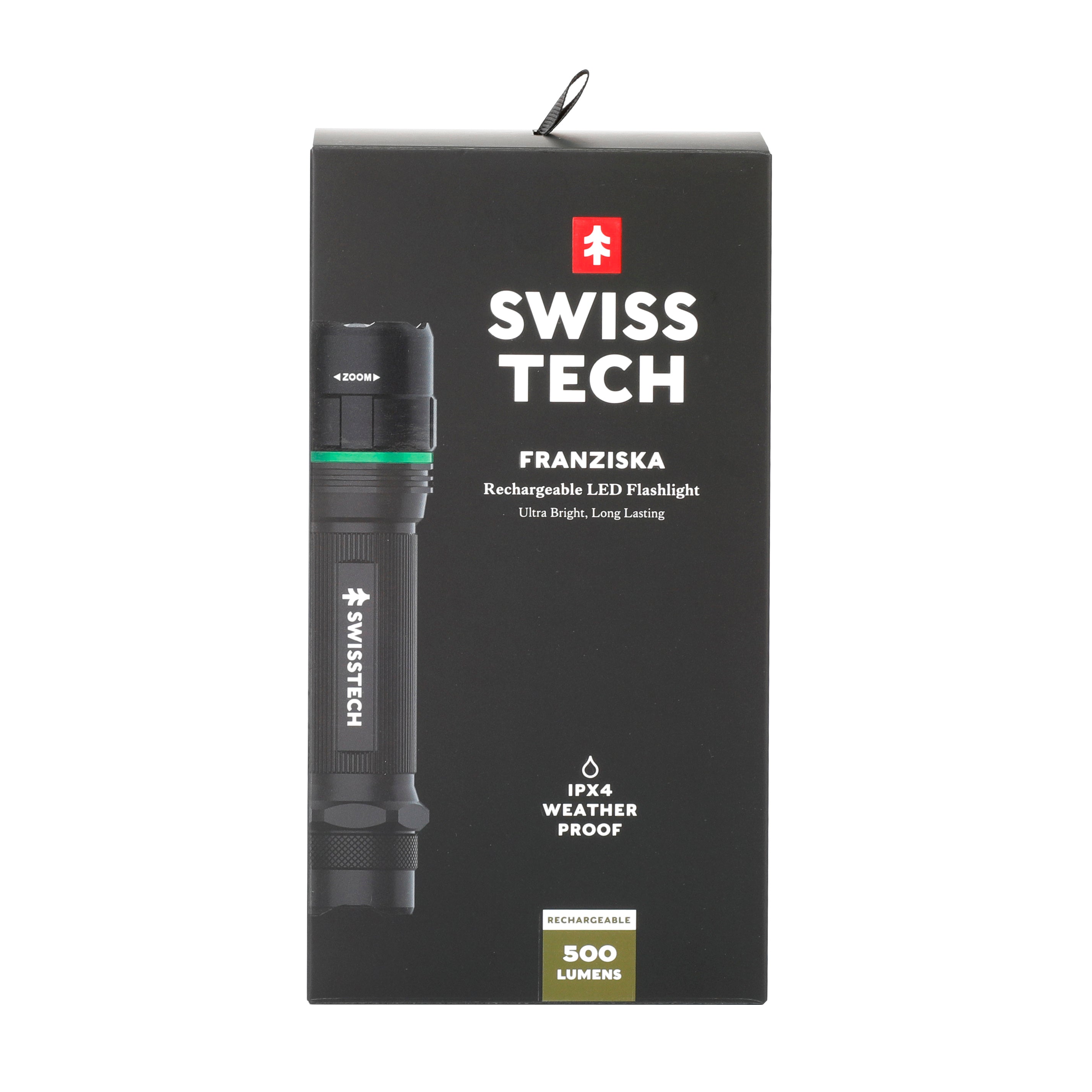 Scruffs Swiss-Tech Rechargeable LED Flashlight - USB Rechargeable Torch - 18650 & 3 x AAA Compatible