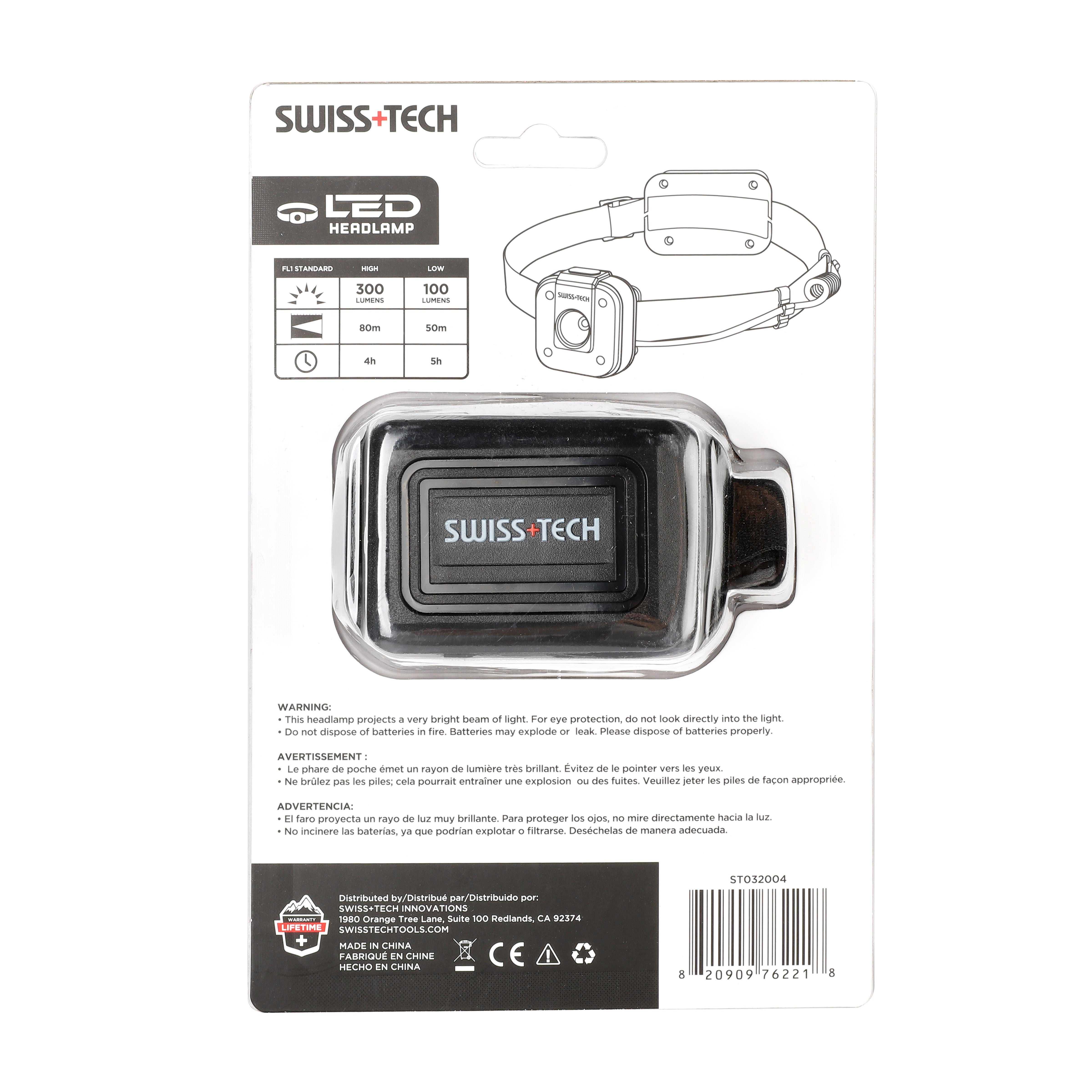 Scruffs Swiss-Tech Rechargeable LED Headlamp -  250 Lumens - USB Rechargeable Head Torch