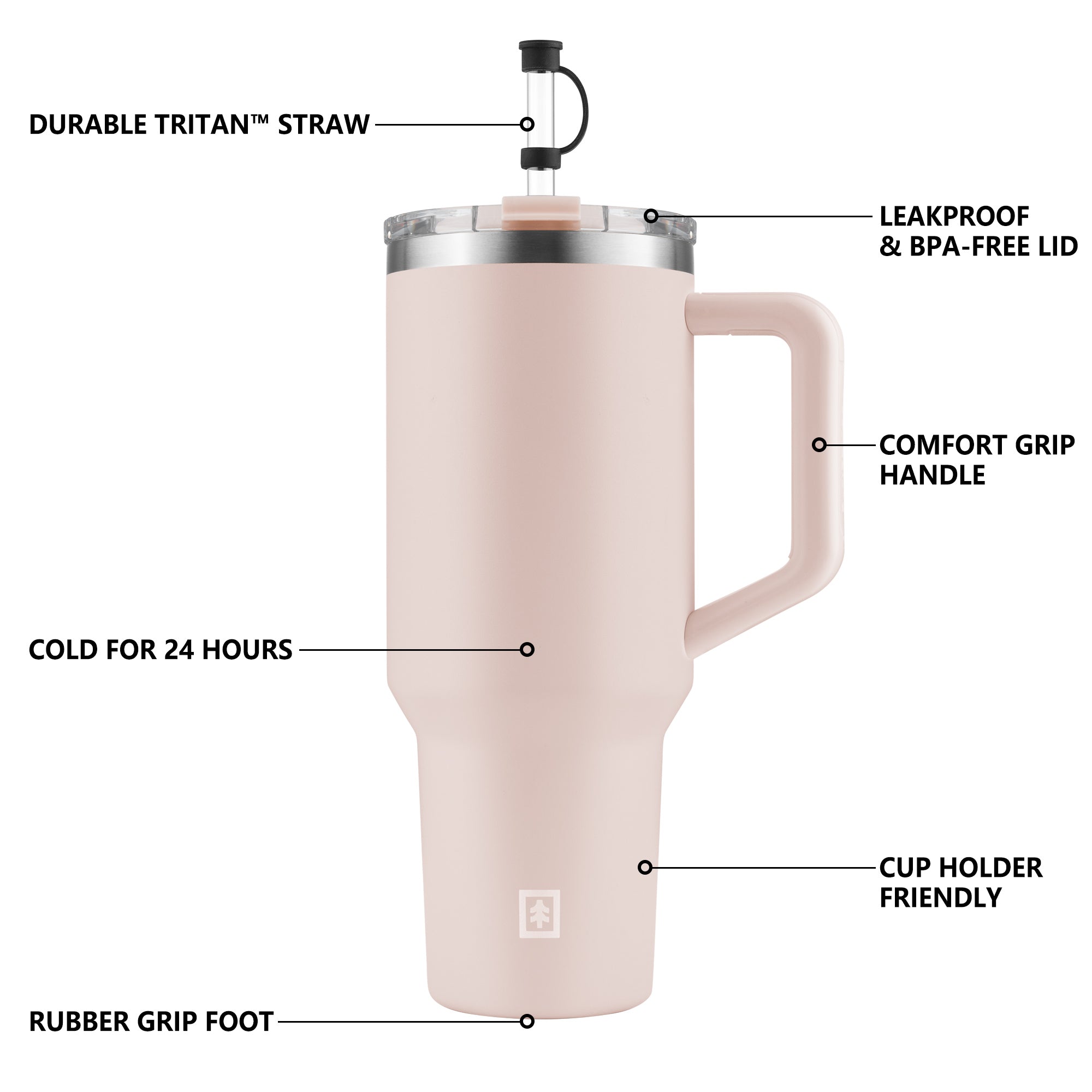 Scruffs Swiss-Tech Zelda 1180ml (40oz) Triple Insulated Stainless Steel Water Bottle with Straw
