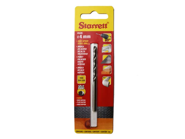 Starrett HSS Split Point Drill Bit 4.0 x 75mm