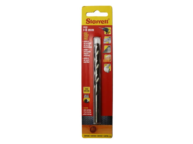 Starrett HSS Split Point Drill Bit 8.0 x 117mm