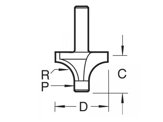 Trend 7E/2 x 1/4 TCT Pin Guided Round Over 6.3mm Radius