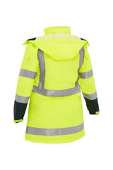 Bisley Womens Taped Hi-Vis Rain Shell Jacket #colour_yellow-navy