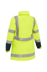 Bisley Womens Taped Hi-Vis Rain Shell Jacket #colour_yellow-navy