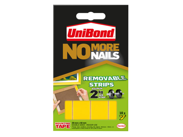 UniBond No More Nails Indoor Removable Mounting Tape Strips (Pack of 10)