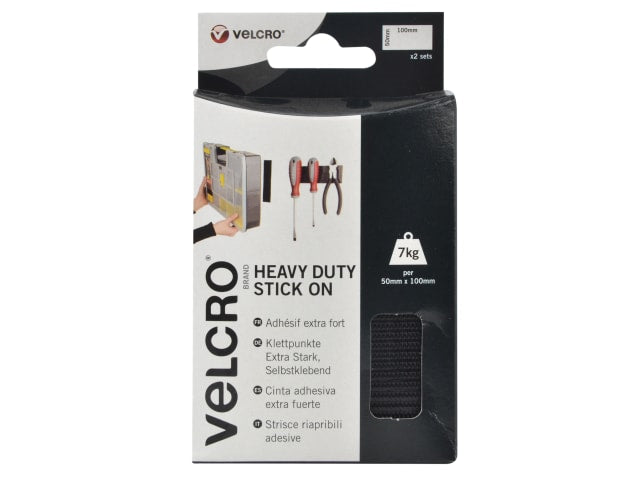 VELCRO® Brand VELCRO® Brand Heavy-Duty Stick On Strips (2) 50 x 100mm Black