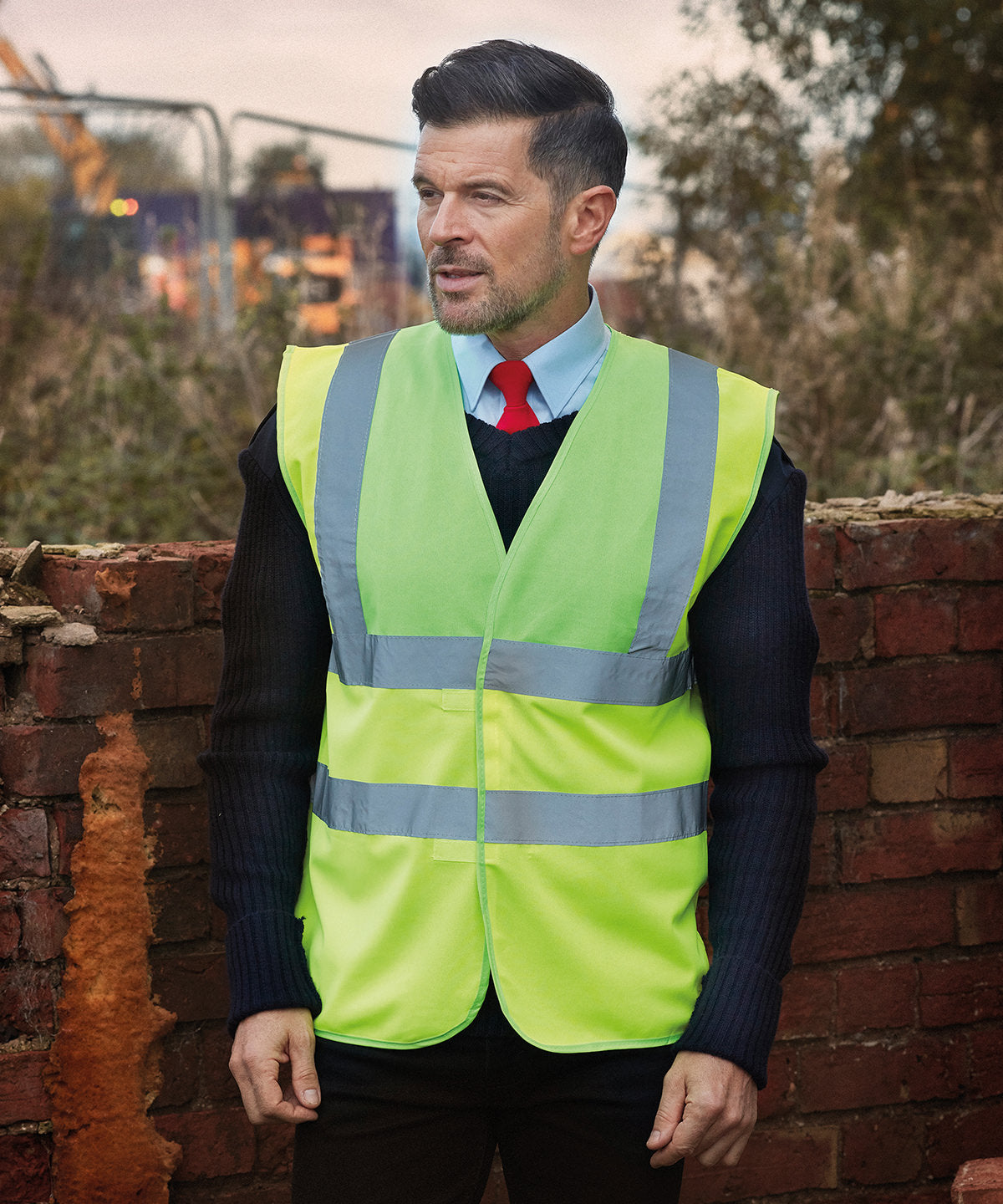 Yoko Hi-Vis 2-Band-And-Braces Waistcoat (Hvw100) - Black Yoke/Yellow