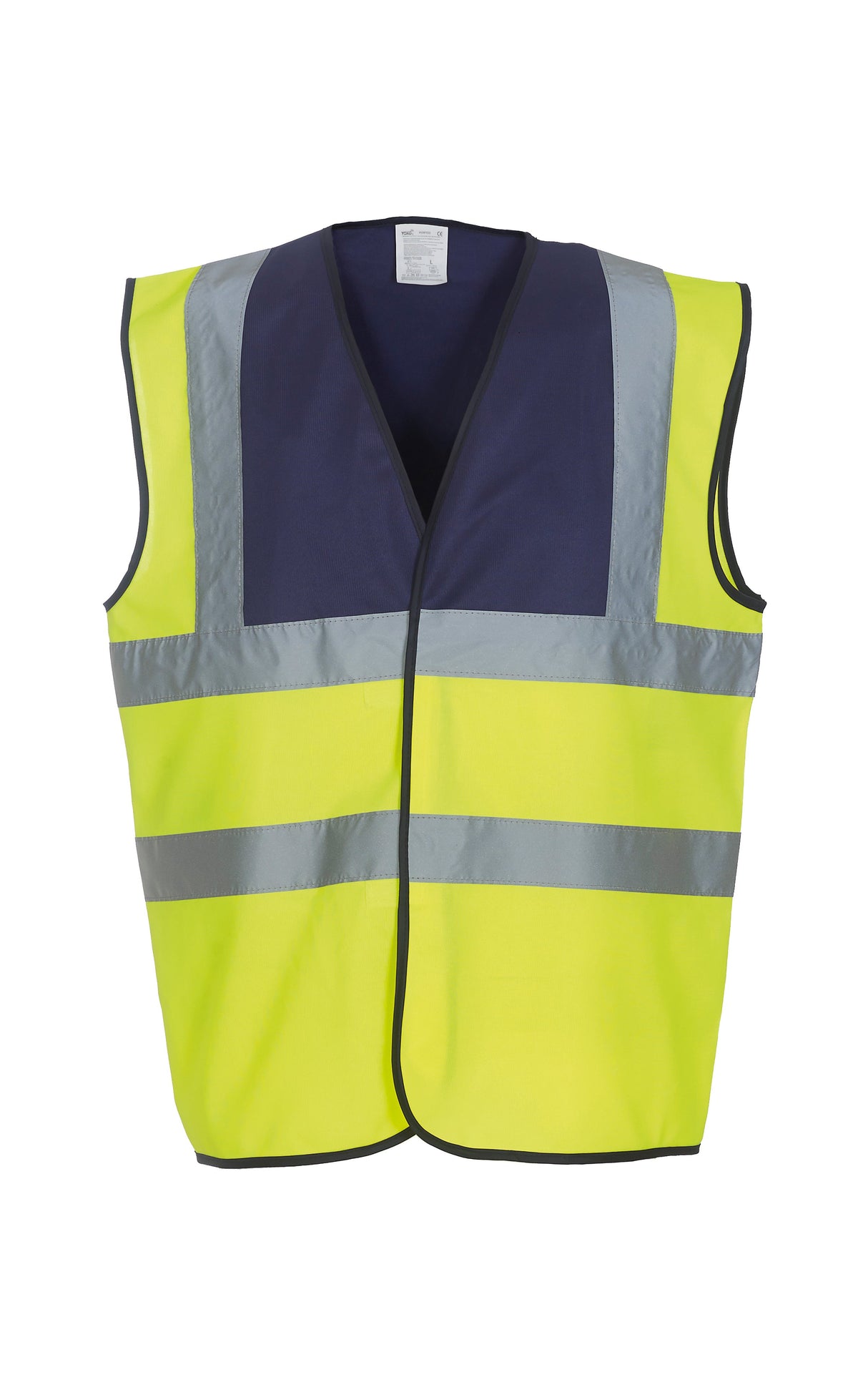 Yoko Hi-Vis 2-Band-And-Braces Waistcoat - Navy Yoke/Yellow