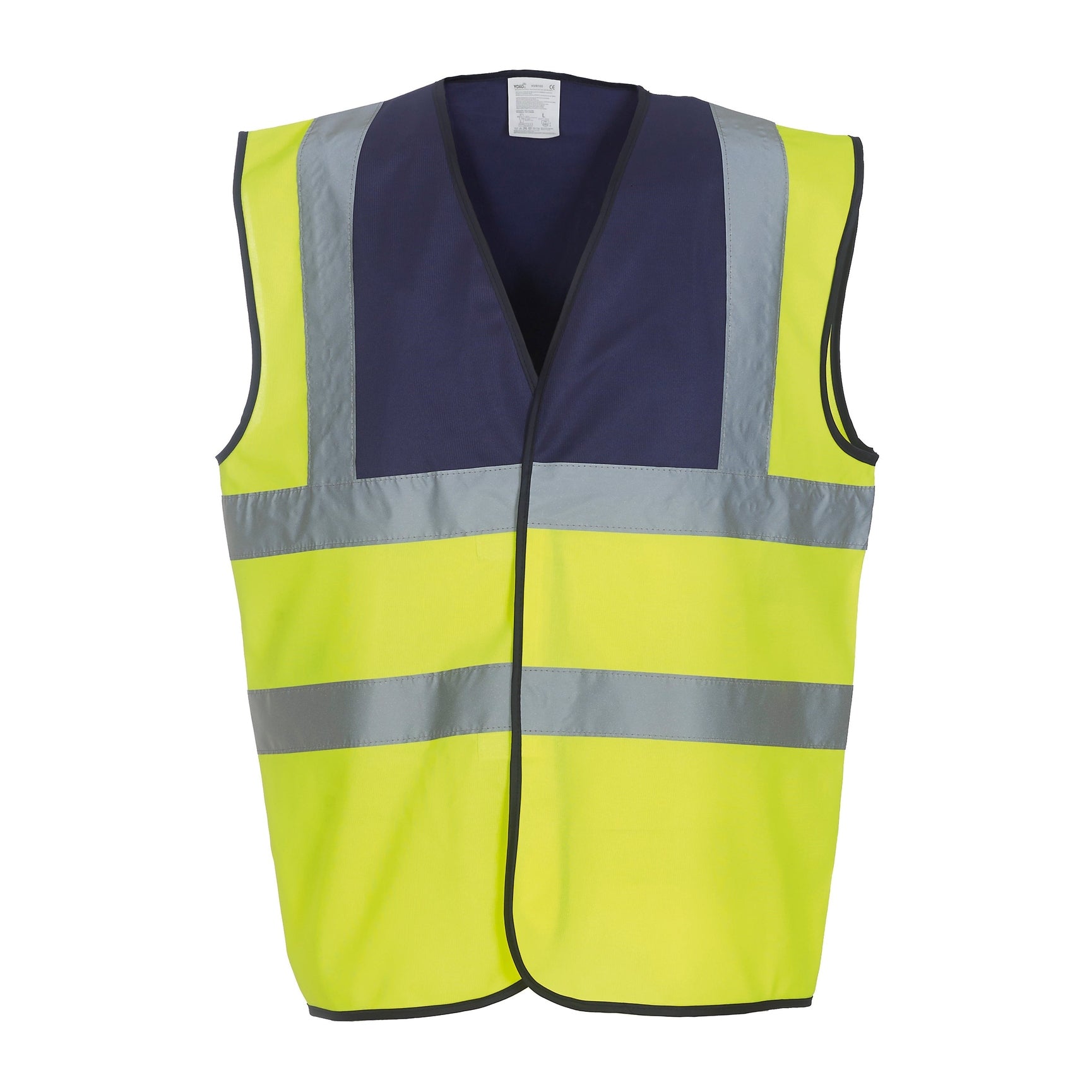 Yoko Hi-Vis 2-Band-And-Braces Waistcoat - Navy Yoke/Yellow