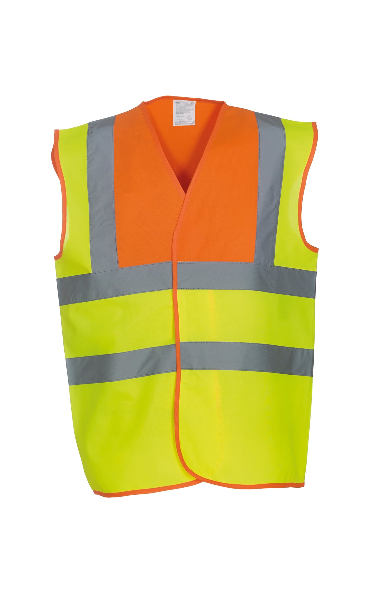 Yoko Hi-Vis 2-Band-And-Braces Waistcoat - Orange Yoke/Yellow