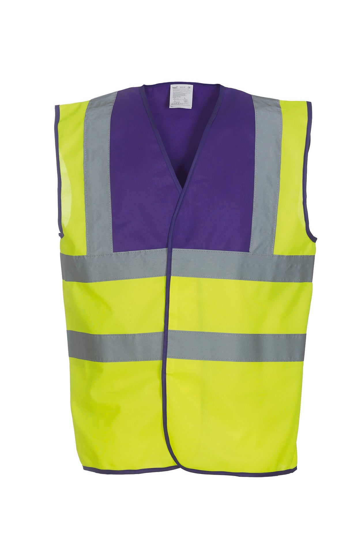 Yoko Hi-Vis 2-Band-And-Braces Waistcoat (Hvw100) - Purple Yoke/Yellow