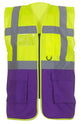 Yoko Multifunctional Executive Hi-Vis Waistcoat - Yellow/Purple