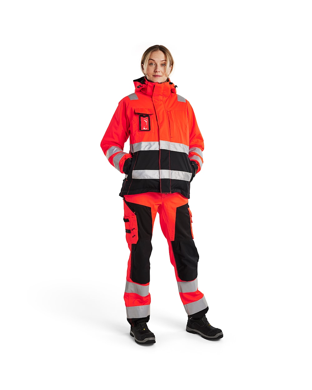 Blaklader Women's Hi-Vis Winter Jacket 4872 #colour_red-hi-vis-black