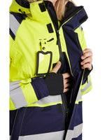 Blaklader Women's Hi-Vis Shell Jacket 4904 #colour_hi-vis-yellow-navy-blue