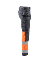 Blaklader Hi-Vis Trousers with Stretch 1558 - Mid Grey/ Hi-Vis Orange