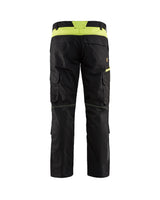 Blaklader Industry Trousers Stretch with Knee Pad Pockets 1448 - Black/Hi-vis yellow #colour_black-hi-vis-yellow