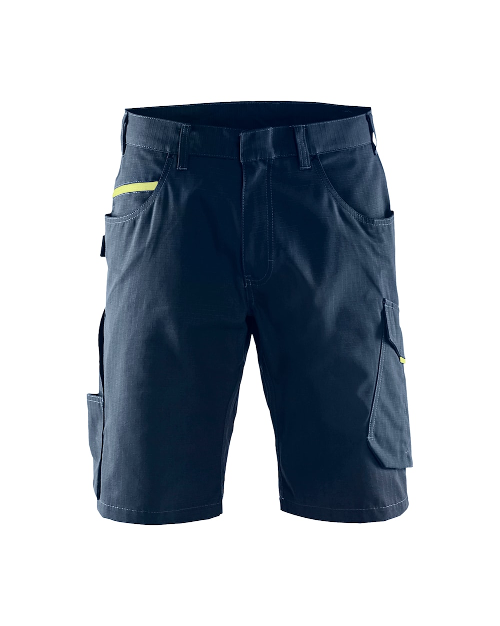 Blaklader Service Shorts 1499 #colour_dark-navy-blue-hi-vis-yellow