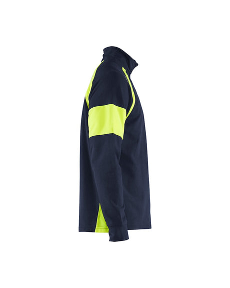 Blaklader Sweatshirt with Hi-Vis Panels 3550 #colour_navy-blue-hi-vis-yellow