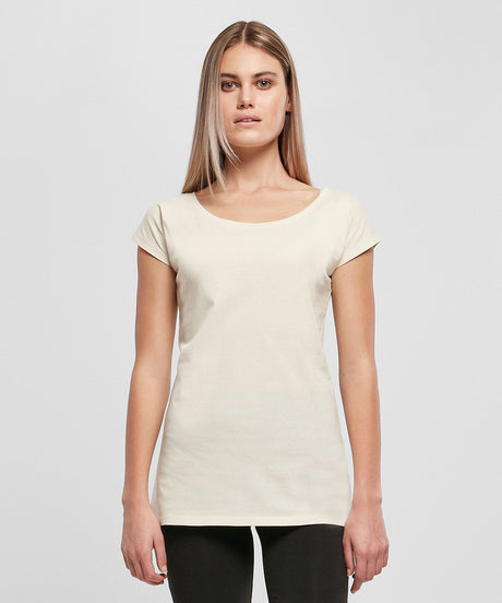 Build Your Brand Basic Women's Wide Neck Tee - Sand