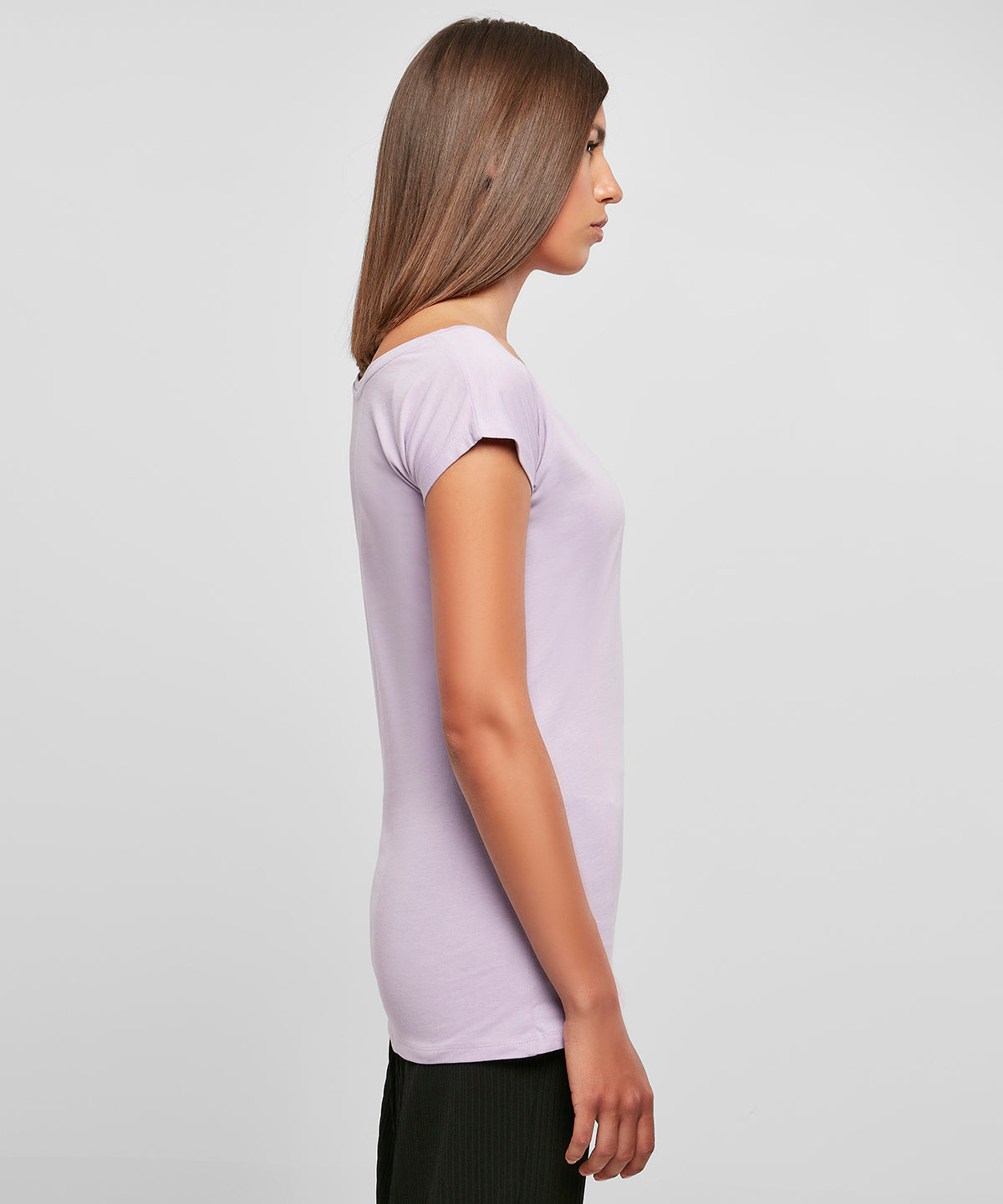 Build Your Brand Basic Women's Wide Neck Tee - Lilac